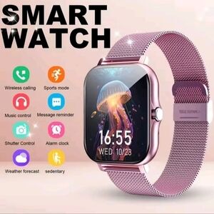 Smart Watch with Pink Mesh Band